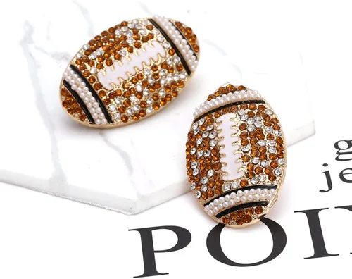 Vista 3 de Aretes de béisbol para mujer, aretes colgantes de béisbol con circonita cúbica, para fútbol, sóftbol, deportes, accesorios de béisbol, aretes
