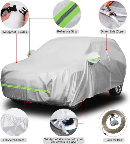Vista 4 de Funda impermeable para automóvil SUV ajuste personalizado para Honda HR-V 2022-2024, 6 capas para todo tipo de clima, con puerta con cremallera