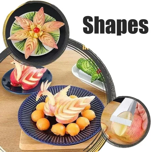 Vista 5 de MIXCUT Cuchillo para tallar frutas, decoración de platos de bricolaje, herramientas de tallado de forma triangular de acero inoxidable, cuchillo