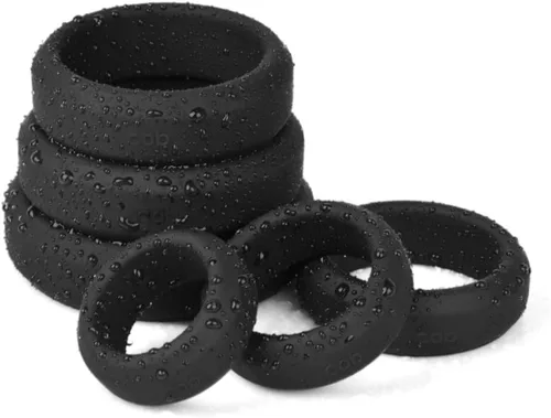 Vista 2 de Cob Anillos de silicona para hombres, paquete variado de 6 tamaños, anillos elásticos para el pene para adultos, juguetes de bienestar sexual