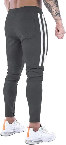 Vista 5 de DIOTSR Pantalones deportivos de entrenamiento para hombre, pantalones de correr ajustados para hombre, pantalones deportivos de gimnasio a rayas
