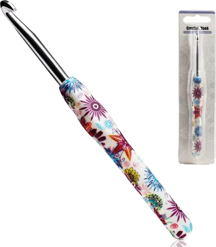 Vista 15 de Gancho de Crochet de 2.25mm, Mango Ergonómico para Manos con Artritis, Agujas de Tejer Extra Largas de Goma Suave para Principiantes y Tejido