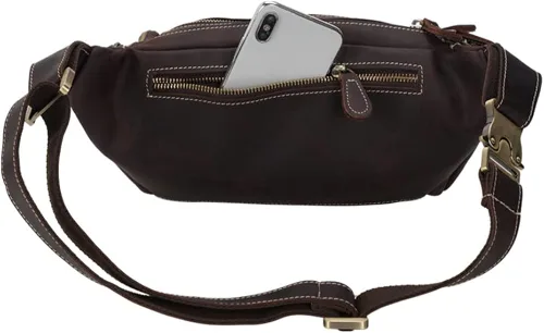Vista 3 de TIDING Men's Leather Waist Bag Large Capacity Vintage Fanny Pack Organizer