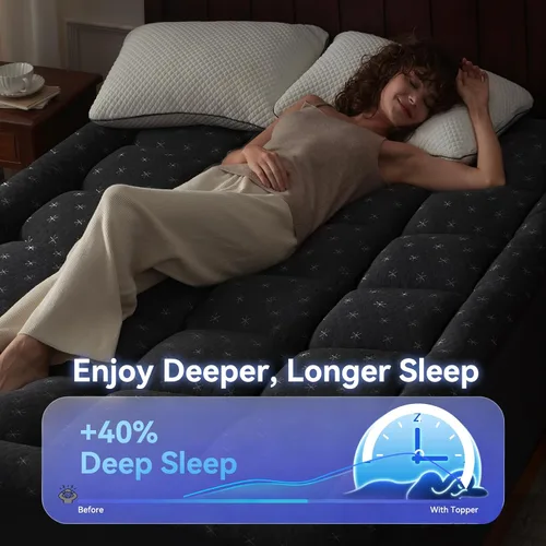 Vista 7 de Anluoer - Cubrecolchón de espuma viscoelástica para cama individual para dolor de espalda, protector de colchón con relleno alternativo tipo