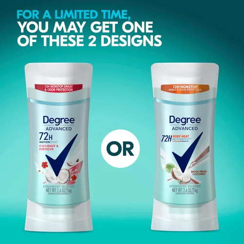 Vista 3 de Degree Desodorante Antitranspirante Protección contra el Sudor y Olor de 72 Horas Desodorante de Coco Fresco para Mujeres con Tecnología MotionSense