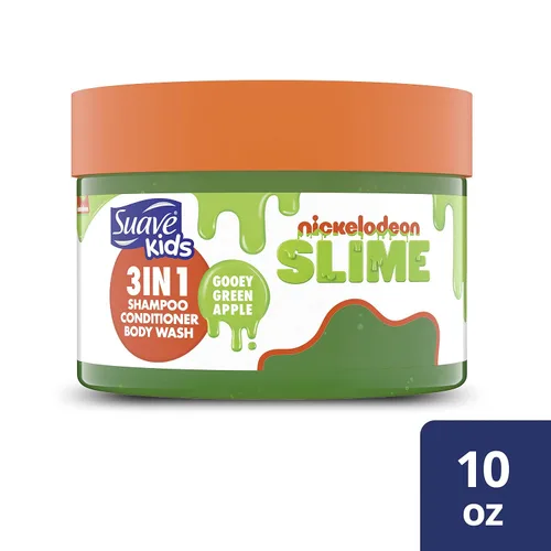 Vista 2 de Suave Champú para niños, acondicionador, gel de baño 3 en 1 para facilitar la limpieza de manzana verde pegajosa, sin desgarros, 10 onzas