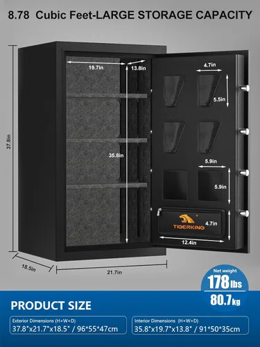 Vista 4 de TIGERKING 8.78 pies cúbicos ignífugo e impermeable, seguro para el hogar, acero resistente, protección contra incendios de 40 minutos y 1200 °F