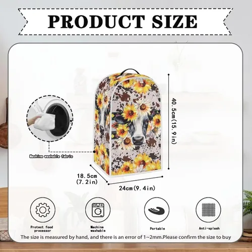 Vista 6 de Funda para licuadora de flores de vaca, funda para electrodomésticos de cocina, a prueba de polvo, lavable, resistente a las manchas, cubierta