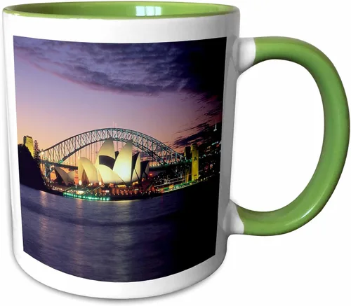 Vista 12 de 3dRose mug_66291_6 "Sydney, Australia purple and pink sunset" - Taza de dos tonos, 11 onzas, multicolor 2-Blanco