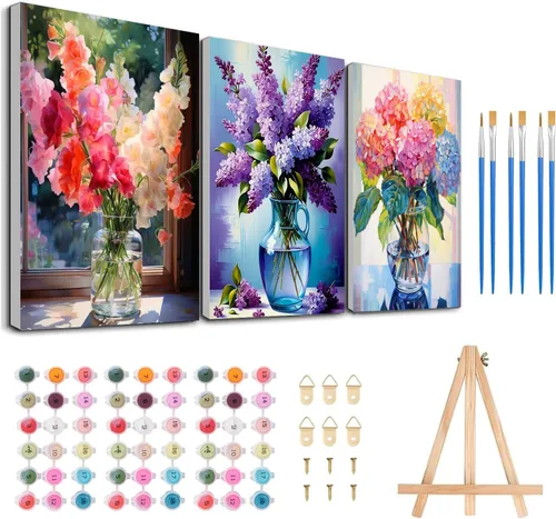 Vista 27 de Meothan Kits de pintura por números para adultos enmarcados, pintura de otoño por números para adultos principiantes, kits de pintura de calabaza