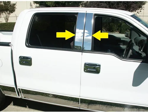 Vista 2 de Sizver - Postes de pilar de acero inoxidable pulido para 2004-2014 F-150 ^Super/SuperCrew Cab^