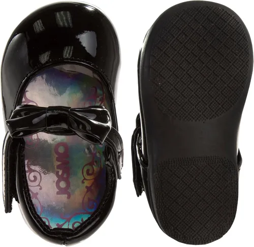 Vista 2 de Josmo Zapatos para caminar para bebés Zapatos planos Mary Jane para niños y niñas, zapatos de vestir formales, mocasines para caminar, cuna, lazo
