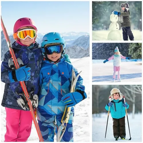 Vista 5 de Kids Snow Gloves,Kids Mittens Winter Waterproof,Girls Snow Gloves,Kids Gloves Winter Waterproof,Snow Gloves for Kids