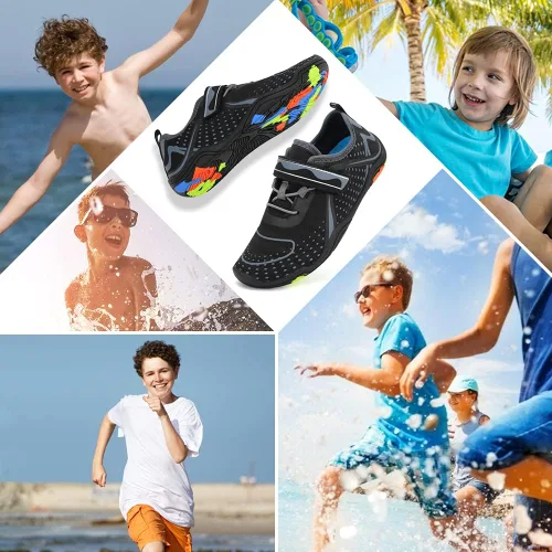 Vista 7 de Zapatos acuáticos para niños y niñas, suela ligera y cómoda, fácil de caminar, calzado acuático y deportivo antideslizante