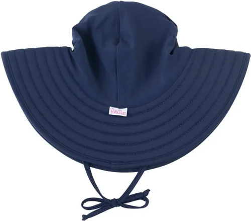 Vista 13 de RuffleButts® - Sombrero de playa con visera ancha y protección solar UPF 50+ para bebés y niñas 80% Nylon 20% Spandex, Reversible Polka Dots Banana