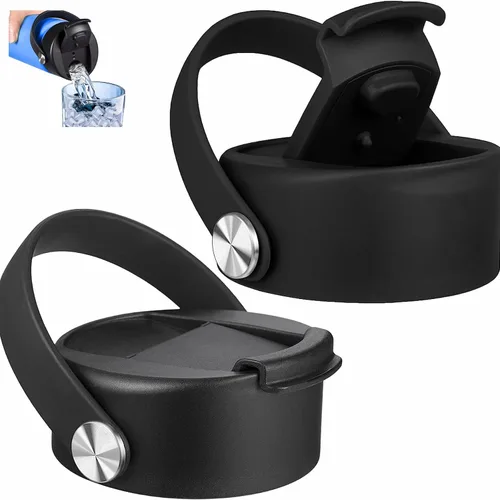 Vista 12 de FLORAPELL Tapa compatible con Hydro Flask de boca ancha de 12, 16, 18, 20, 32, 40 onzas, tapa abatible de repuesto con mango de correa flexible