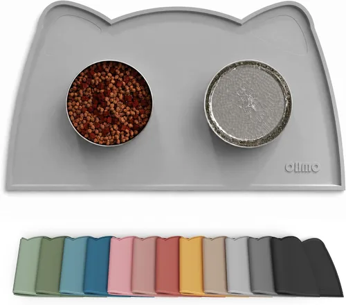 Vista 10 de OHMO - Tapete de silicona para comida para gatos, tapete de alimentación de mascotas para el piso, antideslizante e impermeable, bandeja para agua