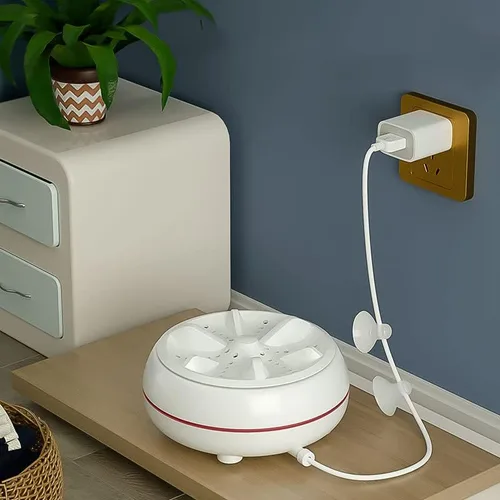 Vista 2 de Mini lavadora portátil USB, lavadora turbo ultrasónica, mini lavadora de alta potencia portátil potente limpieza ultrasónica turbo plegable lavadora