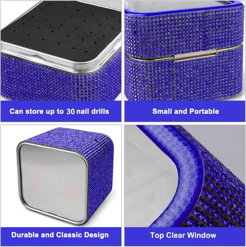 Vista 6 de Cellentool Caja de Rhinestone para Brocas de Uñas - Caja de Almacenamiento Portátil a Prueba de Polvo con 25 Agujeros, Organizador para Brocas