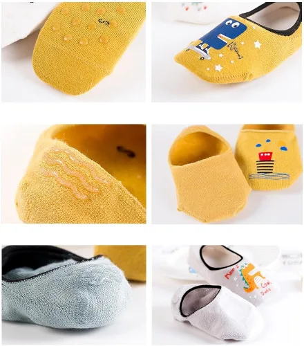Vista 7 de JUNOAI Toddler Non Skid No Show Socks - Low Cut Anti Slip Grip Slippers for Baby Kids Boys Girls 10 Pairs