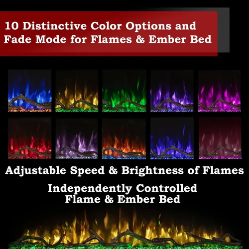 Vista 2 de Modern Flames Spectrum Slimline - Soporte de pared de 50 pulgadas integrado para chimenea eléctrica Pared de 4 pulgadas totalmente empotrada