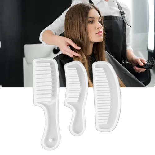Vista 3 de Peine de resina de fundición de resina translúcida de dientes anchos para el cabello, juego de 3 piezas para hacer joyas de bricolaje