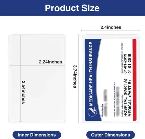 Vista 6 de Sooez Paquete de 5 fundas protectoras para tarjetas de Medicare, 12 mil, PVC transparente, suave, resistente al agua, fundas protectoras