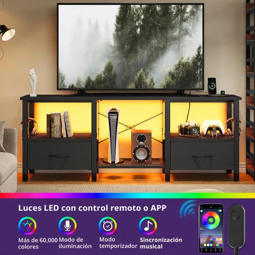 Vista 6 de Soporte de TV para televisores de hasta 55 pulgadas, consola Negro