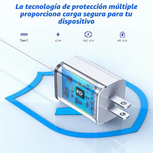 Vista 4 de Cargador para iPhone de carga rápida, [certificado Apple MFi] Paquete de 2 cables USB C a Lightning de carga rápida de 20 W, adaptador de cargador
