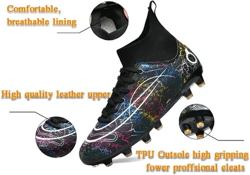 Vista 4 de Dennger Tacos de fútbol para hombre, zapatos de fútbol de alta calidad, zapatos de fútbol AG Spike, zapatillas de deporte cómodas para adultos
