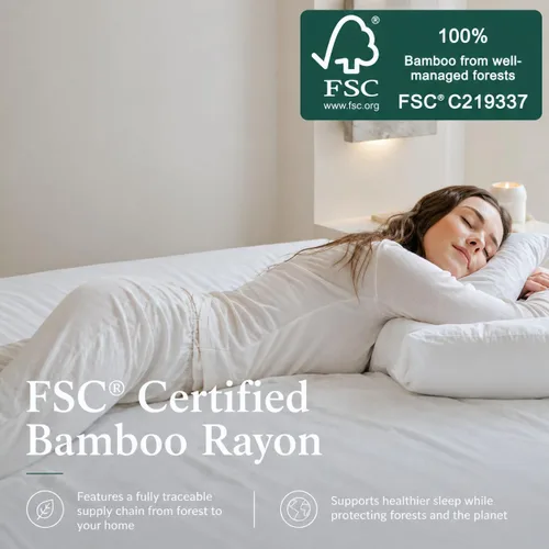 Vista 2 de Gokotta Sábana bajera ajustable y funda de almohada de rayón de bambú, sábana refrescante súper suave con 4 correas elásticas en las esquinas