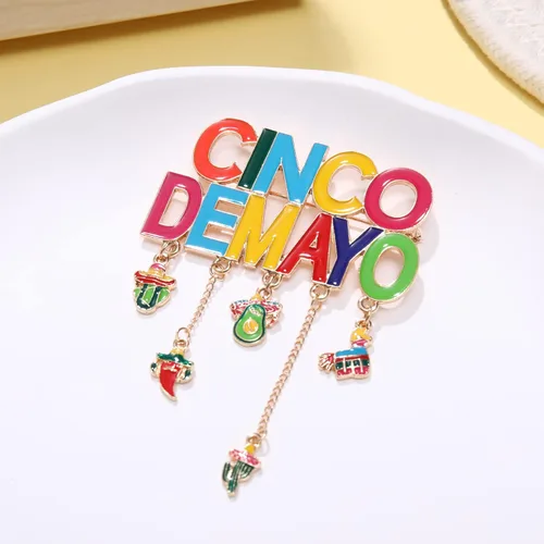 Vista 6 de Mexican Fiesta Brooches Pins Cinco De Mayo Brooch Pin for Women Men Girls Fiesta Sombrero Cactus Guitar Chill Taco Tuesday Alloy Brooches Mexican