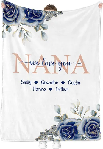 Vista 10 de Personalized Grandma Blanket, Gifts for Grandmother from Grand Kids, Name Blankets for Mimi, Gigi, Nana (Grandma 01)