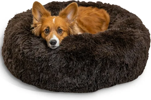 Vista 106 de Best Friends by Sheri - The Original Calming Donut - Cama calmante en forma de dona para perros y gatos - Pelo largo, azul bebé, M, 30 x 30 pulgadas