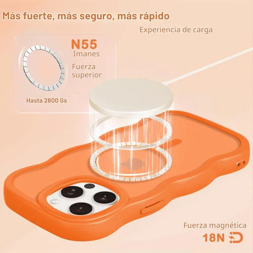 Vista 5 de Magsafe - Funda magnética para iPhone 12 Pro Max, compatible con Magsafe con marco ondulado, translúcido, mate, parte trasera dura, de silicona, a