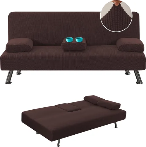 Vista 12 de H.VERSAILTEX 4 Piezas Fundas Elásticas para Futón Funda para Sofá Cama con Fundas para Reposabrazos Removibles y Portavasos Protector de Muebles