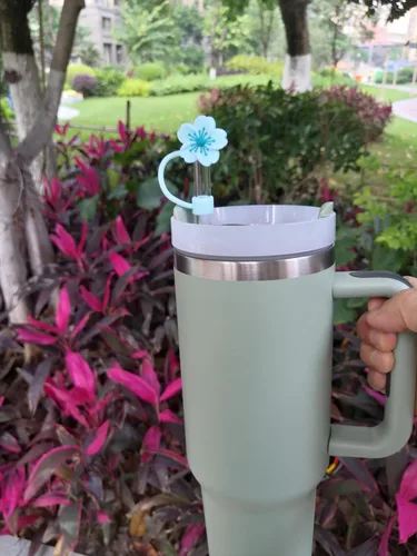 Vista 9 de Tapa de silicona para popote compatible con Stanley Cup 30, 40 onzas, a prueba de polvo, reutilizable, para vasos y botellas de agua