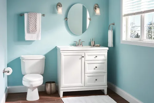 Vista 3 de Moen Graeden Spot Resist - Grifo de baño central de níquel cepillado de 2 manijas y 4 pulgadas