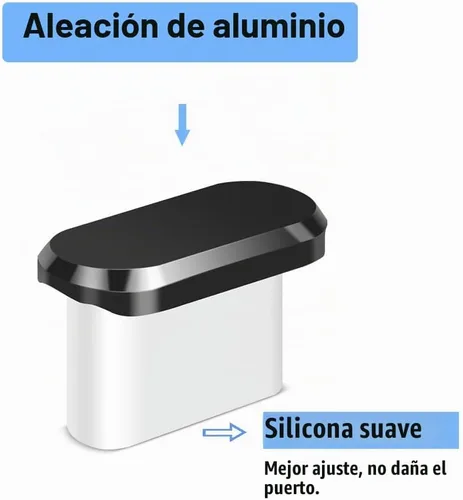 Vista 4 de Enchufe antipolvo USB tipo C, paquete de 2 tapas de puerto de carga USBC con caja de transporte fijador de cable para iPhone 17 Pro Max 16 15 16e