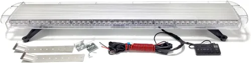 Vista 3 de CFLMYYXGS 12V-24V 44" 88 LED ámbar/luz blanca en la azotea barra de luz de advertencia de emergencia 26 patrones estroboscópicos vehículos ley