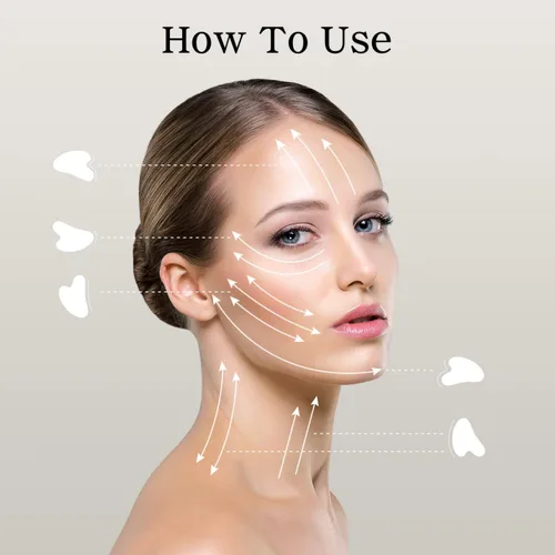 Vista 3 de rosenice Gua Sha - Herramientas faciales de guasha negra, piedra de jade Gua Sha para el cuidado de la piel facial, tensiones corporales faciales