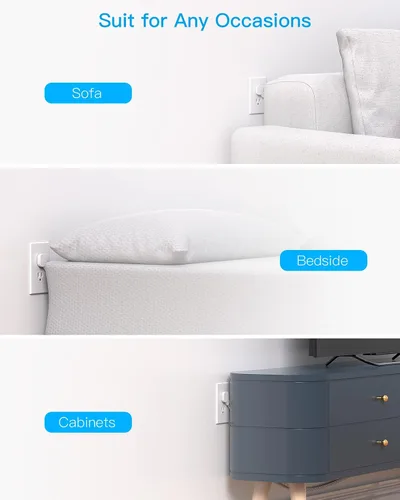 Vista 7 de HANYCONY - Tira de alimentación de enchufe plano de 6 pies, cable de extensión plano ultrafino, 3 tomacorrientes, 3 puertos USB (2 USB C), extensor