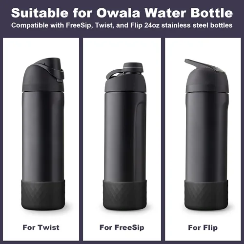 Vista 2 de Airboat 2 botas de silicona para botella de agua Owala de 24 onzas, funda protectora antideslizante para botellas de acero inoxidable, aptas