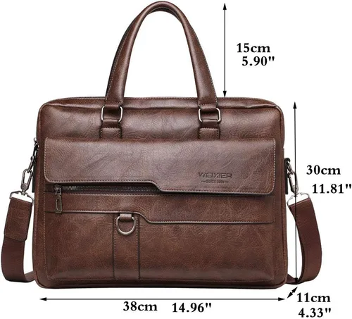 Vista 3 de Hebetag Bolso bandolera de cuero pequeño para hombres y mujeres, para viajes al aire libre, negocios