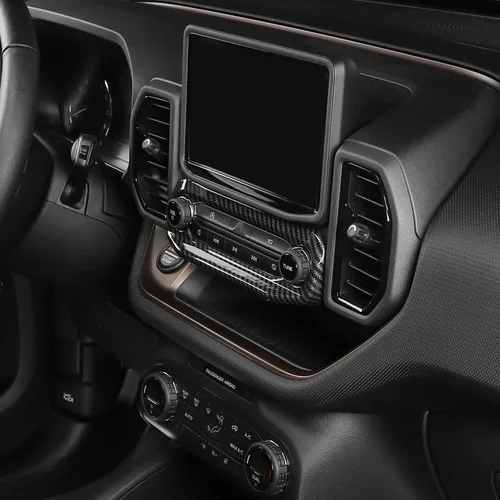Vista 6 de Linskip Moldura de unidad de audio compatible con Ford Bronco Sport 2021 2022 2023 2024, cubierta del panel de control de volumen de la consola