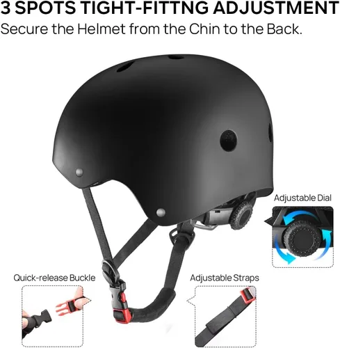 Vista 4 de Casco para Monopatín JBM - Casco Ligero, Ajustable y Ventilado para Patinete, Patines, Patinaje en Línea