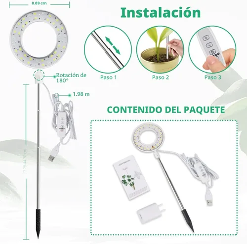 Vista 2 de GYTF Luz de cultivo de plantas Halo, lámpara LED blanca de 6000 K de espectro completo para plantas de interior, suculentas, mini bonsái, plantas