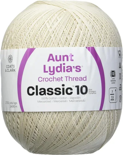 Vista 22 de Aunt Lydia Classic Crochet - 3 unidades de 350y/1,049.9 ft - Natural Tamaño 10 3 capas 100% algodón mercerizado hilo de ganchillo para tapetes