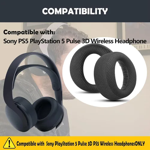 Vista 2 de PS5 Pulse 3D - Almohadillas inalámbricas de repuesto para Sony PS5 PlayStation 5 Pulse 3D con tela duradera y espuma viscoelástica