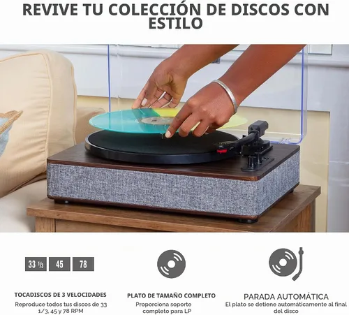 Vista 3 de ION Luxe LP - Reproductor de discos de vinilo Bluetooth con altavoces